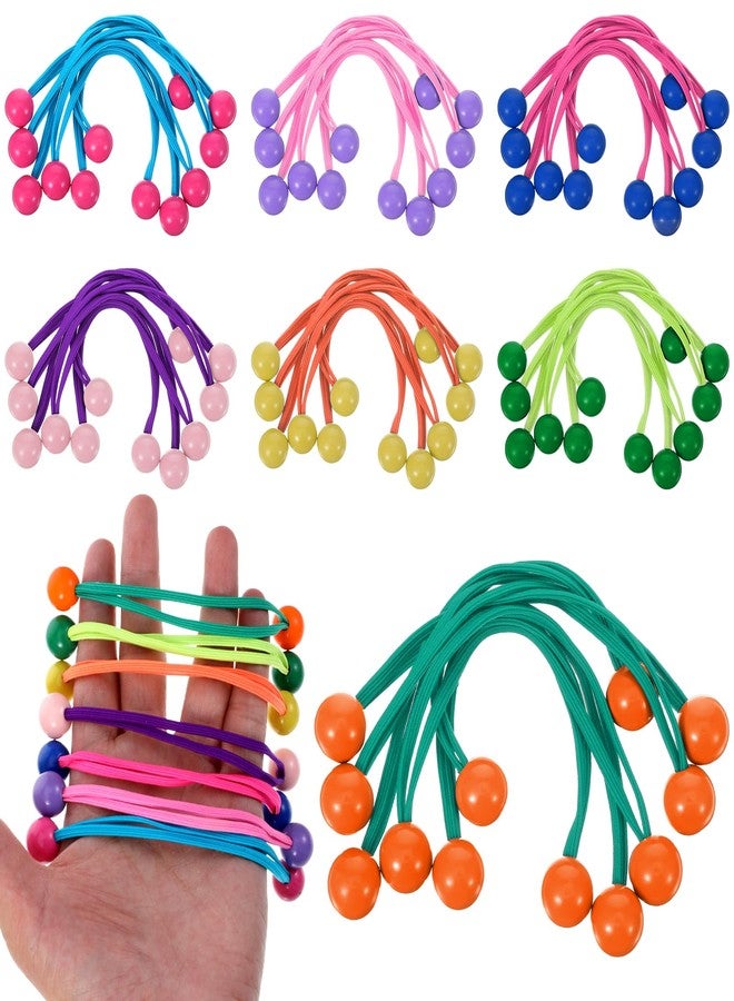 Quilax 42 Pcs Double Balls Hair Ties, Colorful Hair Balls for Girls Hairs, Ball Bubble Ponytail Holders Hairs Elastics Collection(7Colors) - Image 1